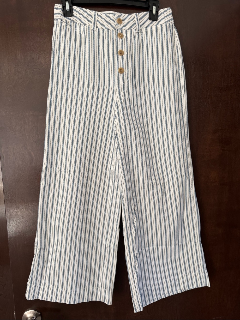 Madewell Emmett Striped Wide-Leg Crop Pants Button Front NWT 29